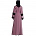Dual colored Dubai style abaya- Black-Puce Pink